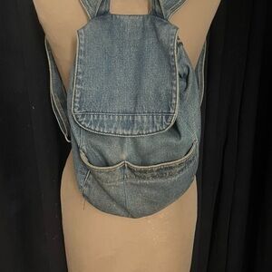 Denim Overalls Jeans Backpack - Blue